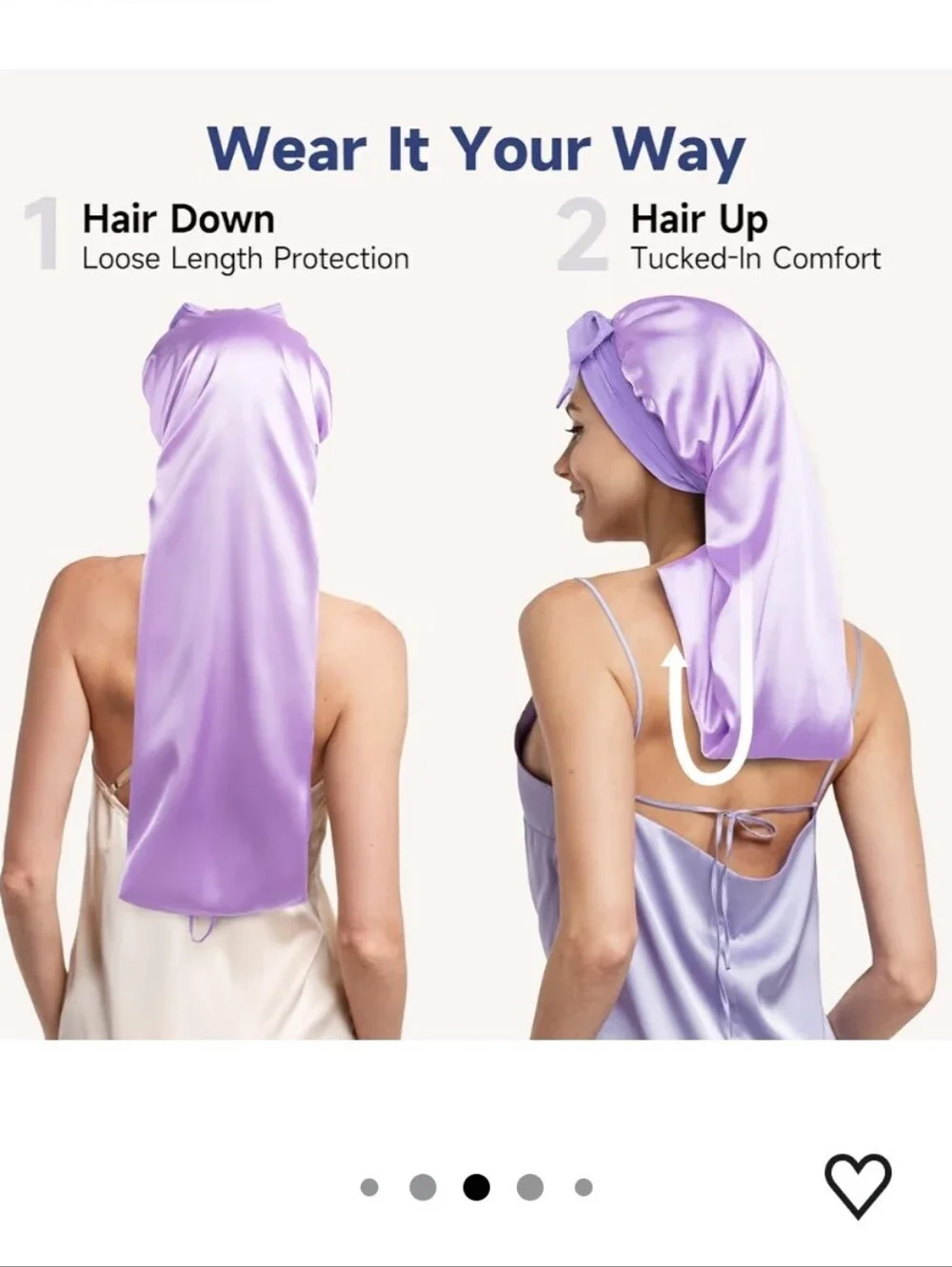 Umisleep 22 Momme Mulberry Silk Lined Bonnet Long Hair Lavender